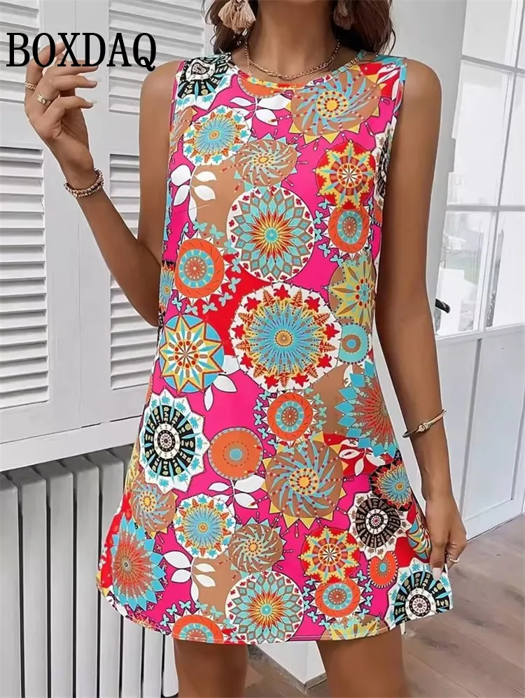 Summer Hawaii Scenery 3D Print Beach Dresses Women Loose Party Dress Sleeveless Sundress Casual Flower Tank Short Dresses 2025