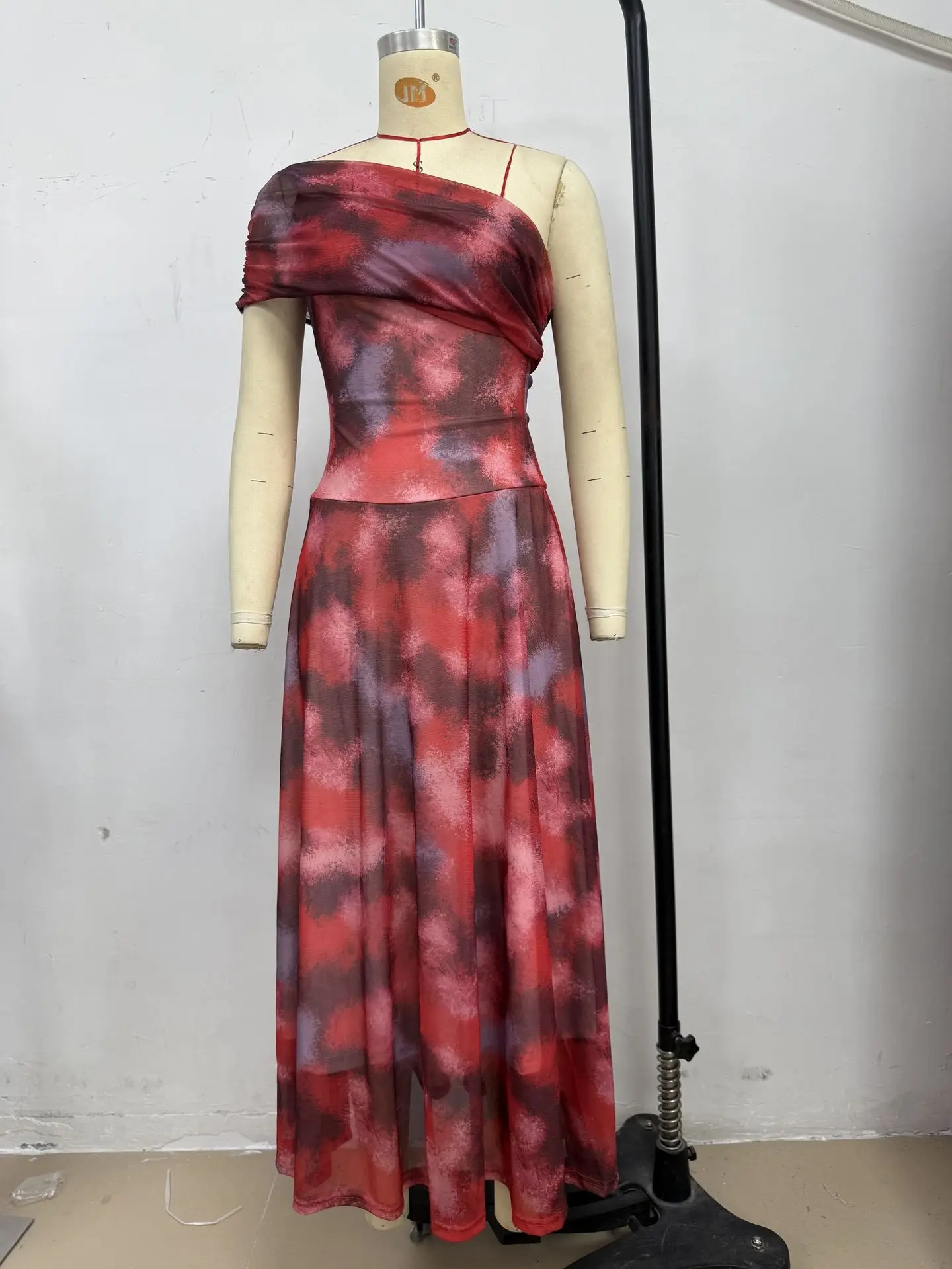 Vintage Off Shoulder Printed Maxi Dress Women Sleeveless Chiffon Ruched Long Dress Elegant Vacation Wedding Guest Party Vestidos