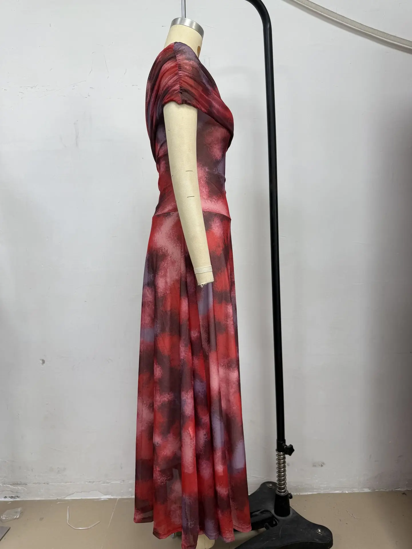 Vintage Off Shoulder Printed Maxi Dress Women Sleeveless Chiffon Ruched Long Dress Elegant Vacation Wedding Guest Party Vestidos