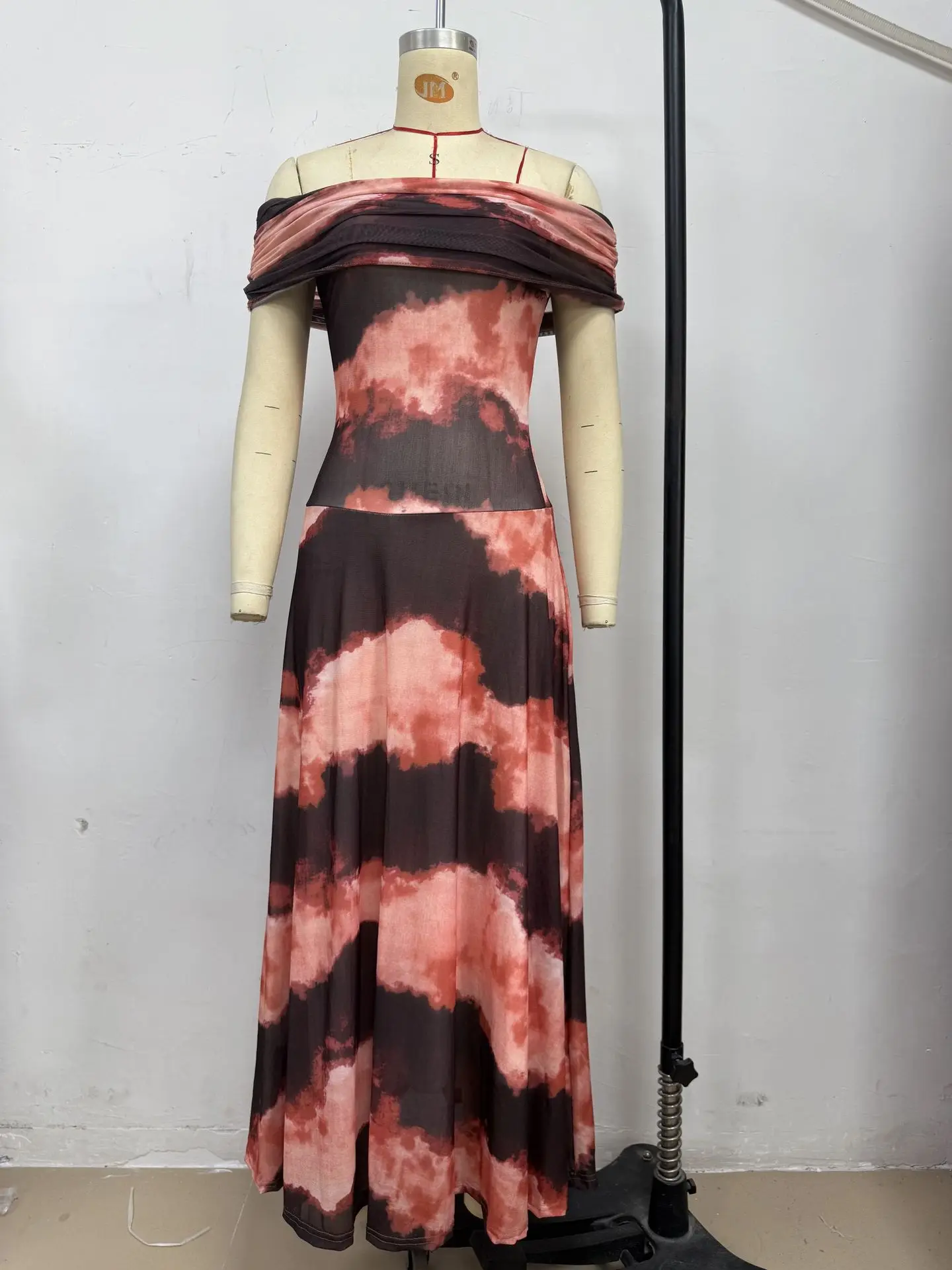 Vintage Off Shoulder Printed Maxi Dress Women Sleeveless Chiffon Ruched Long Dress Elegant Vacation Wedding Guest Party Vestidos
