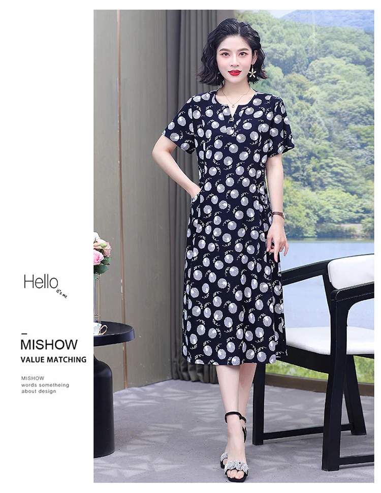 New Hot Fashion 2025 Casual Print Women Summer Dresses For Women Clothing Cotton Vintage Dress Plus Size