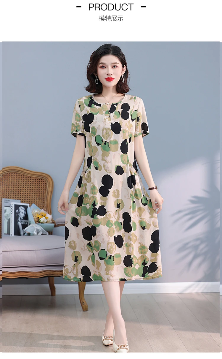 New Hot Fashion 2025 Casual Print Women Summer Dresses For Women Clothing Cotton Vintage Dress Plus Size