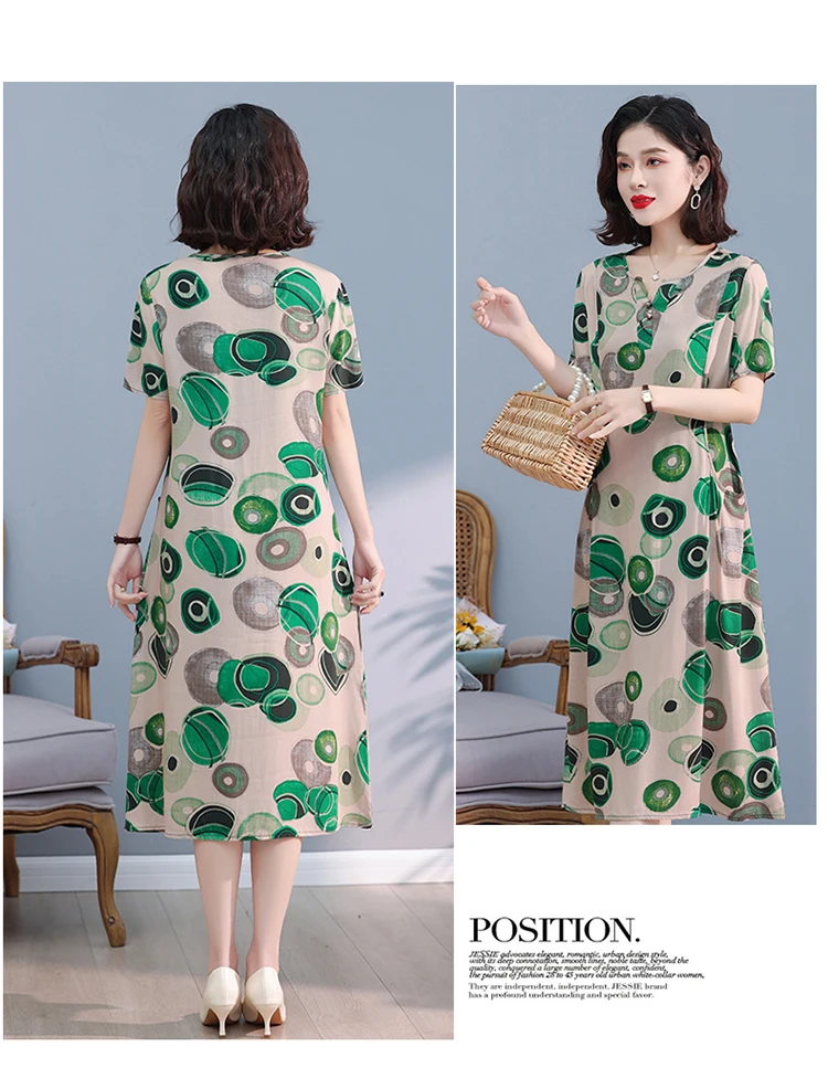 New Hot Fashion 2025 Casual Print Women Summer Dresses For Women Clothing Cotton Vintage Dress Plus Size