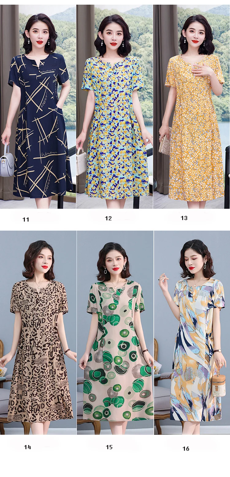New Hot Fashion 2025 Casual Print Women Summer Dresses For Women Clothing Cotton Vintage Dress Plus Size