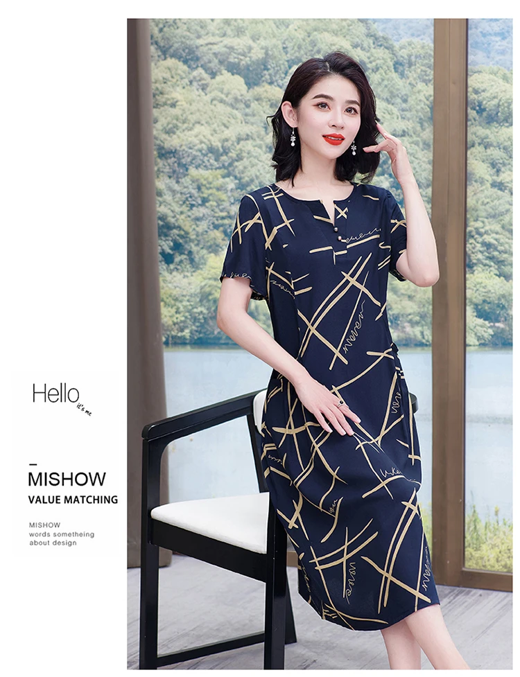 New Hot Fashion 2025 Casual Print Women Summer Dresses For Women Clothing Cotton Vintage Dress Plus Size