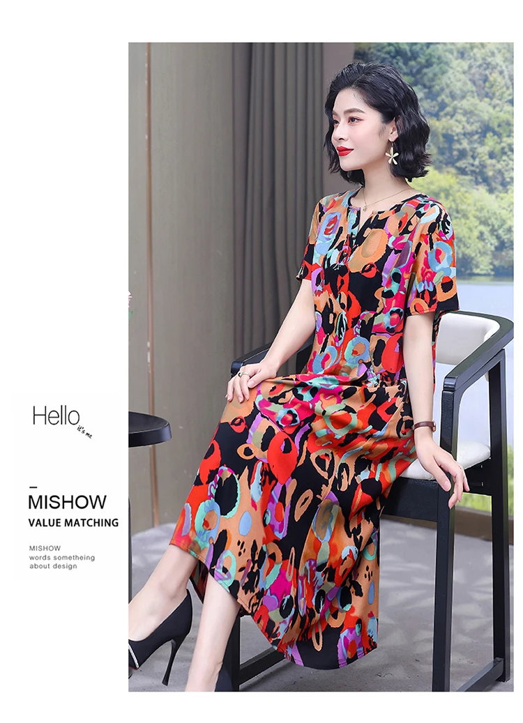 New Hot Fashion 2025 Casual Print Women Summer Dresses For Women Clothing Cotton Vintage Dress Plus Size