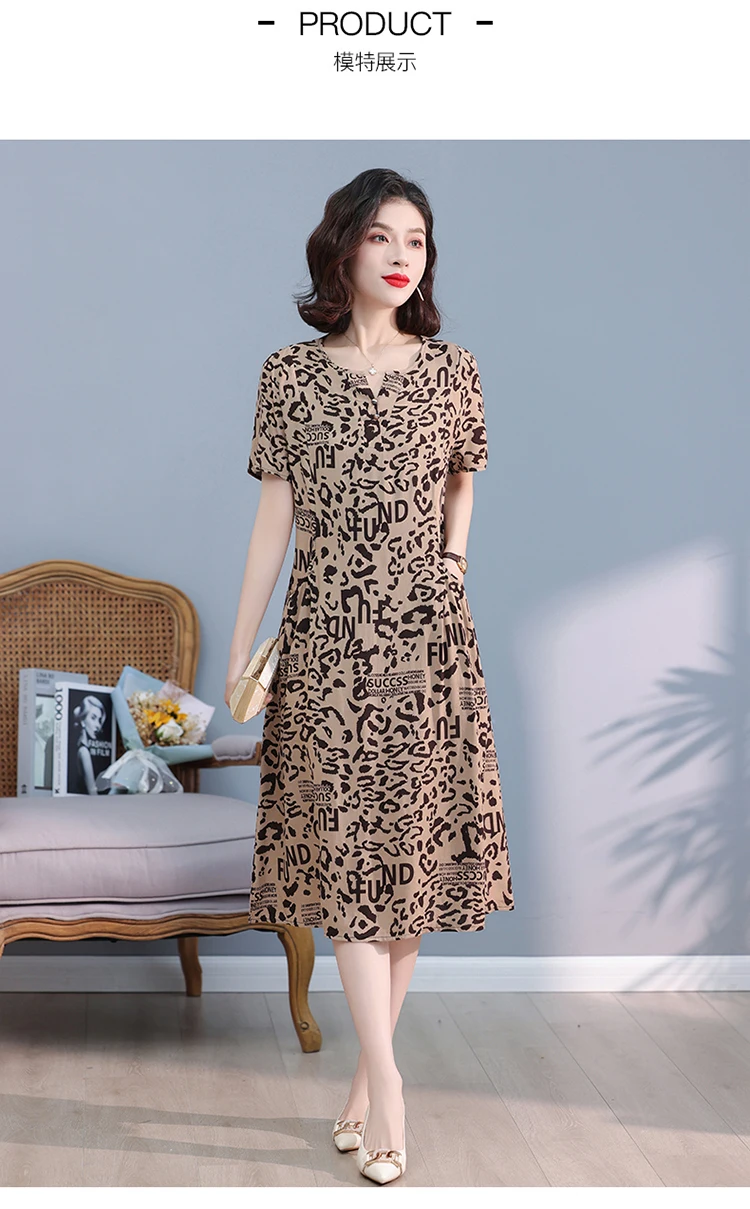 New Hot Fashion 2025 Casual Print Women Summer Dresses For Women Clothing Cotton Vintage Dress Plus Size