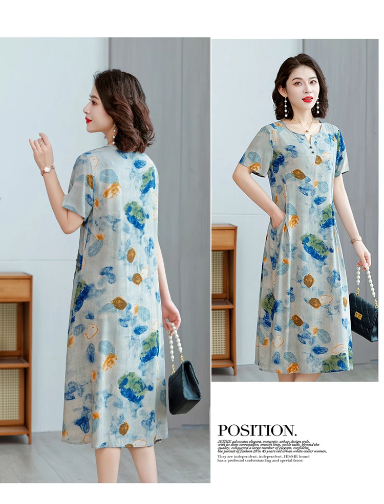 New Hot Fashion 2025 Casual Print Women Summer Dresses For Women Clothing Cotton Vintage Dress Plus Size