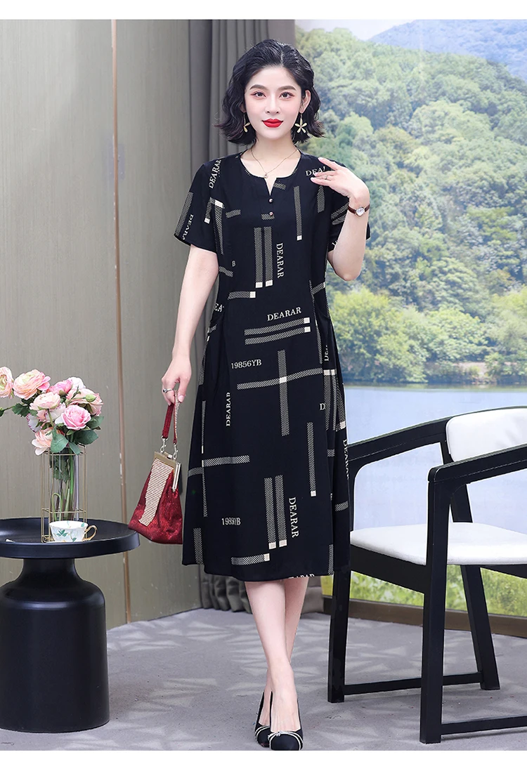 New Hot Fashion 2025 Casual Print Women Summer Dresses For Women Clothing Cotton Vintage Dress Plus Size
