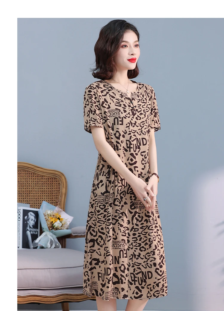 New Hot Fashion 2025 Casual Print Women Summer Dresses For Women Clothing Cotton Vintage Dress Plus Size