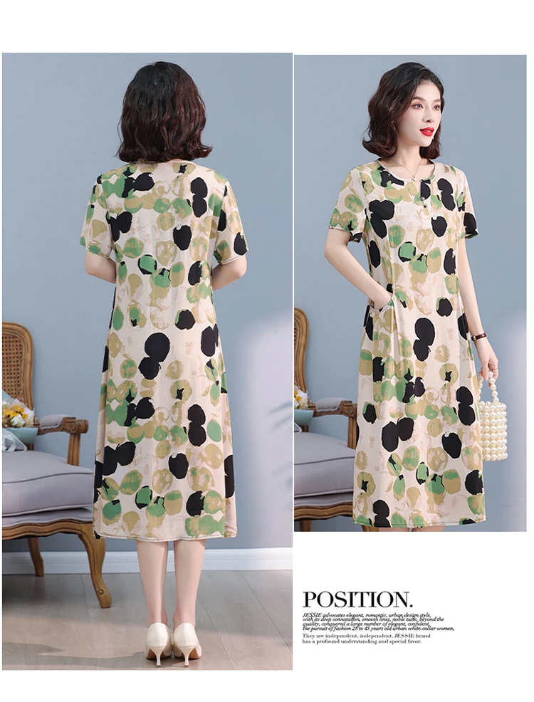 New Hot Fashion 2025 Casual Print Women Summer Dresses For Women Clothing Cotton Vintage Dress Plus Size
