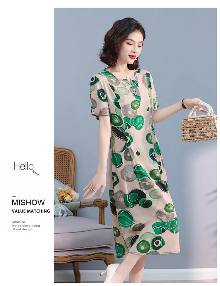 New Hot Fashion 2025 Casual Print Women Summer Dresses For Women Clothing Cotton Vintage Dress Plus Size