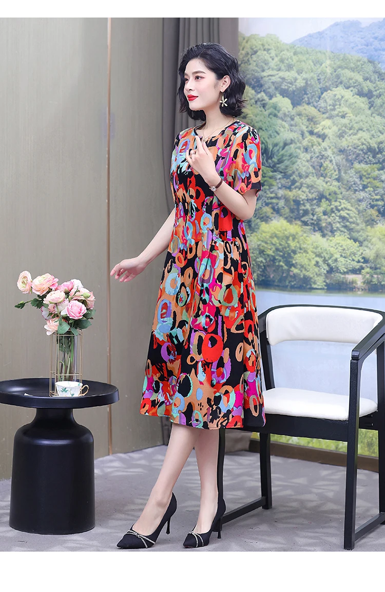 New Hot Fashion 2025 Casual Print Women Summer Dresses For Women Clothing Cotton Vintage Dress Plus Size