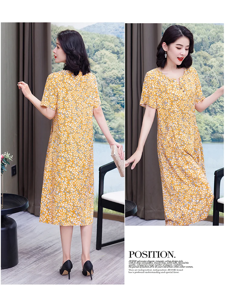 New Hot Fashion 2025 Casual Print Women Summer Dresses For Women Clothing Cotton Vintage Dress Plus Size