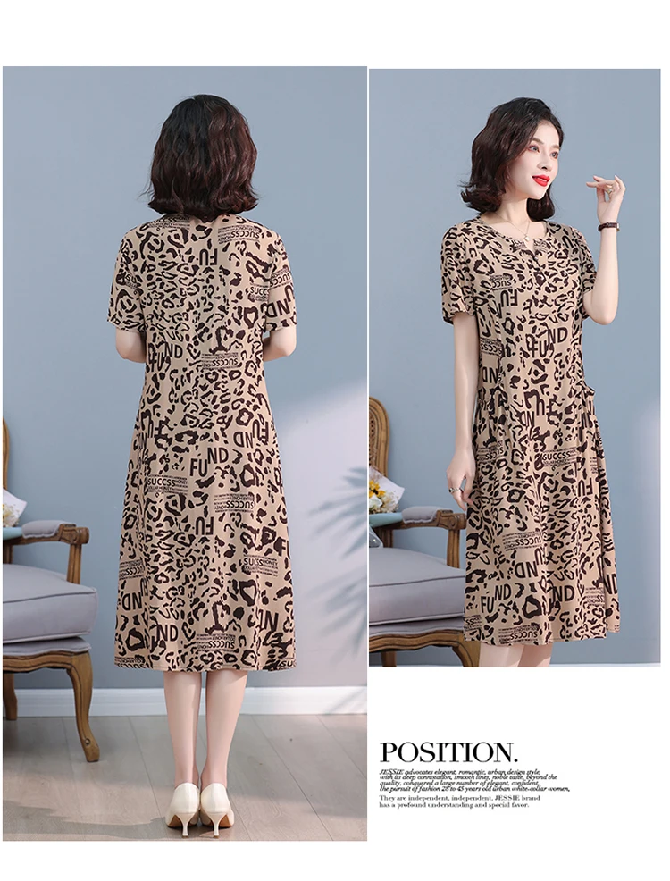 New Hot Fashion 2025 Casual Print Women Summer Dresses For Women Clothing Cotton Vintage Dress Plus Size