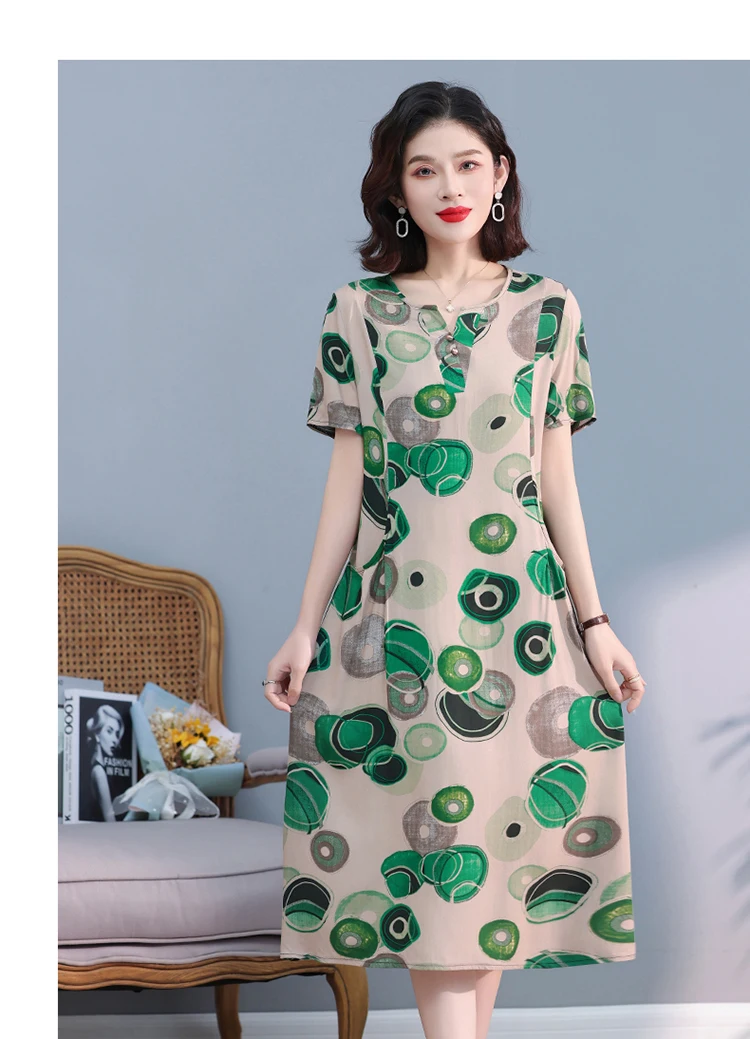 New Hot Fashion 2025 Casual Print Women Summer Dresses For Women Clothing Cotton Vintage Dress Plus Size