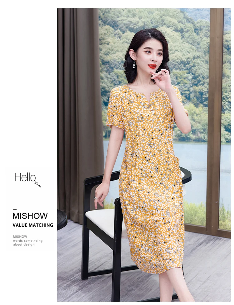 New Hot Fashion 2025 Casual Print Women Summer Dresses For Women Clothing Cotton Vintage Dress Plus Size
