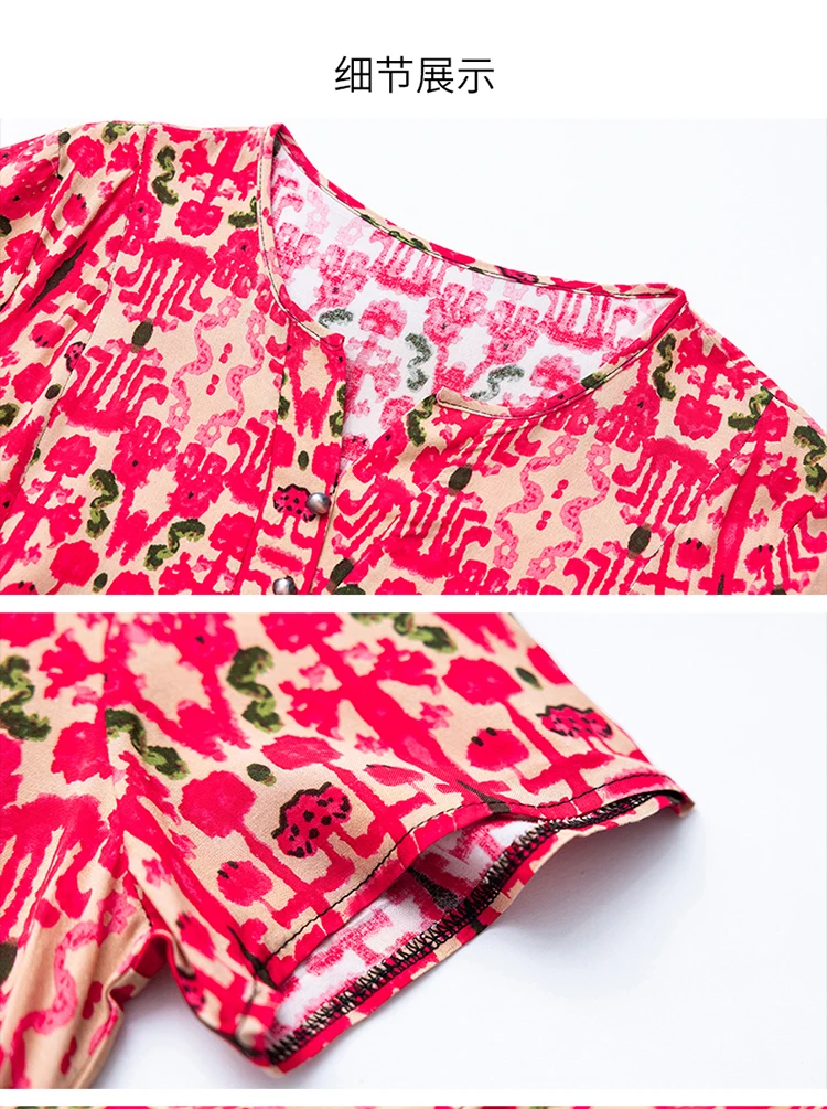 New Hot Fashion 2025 Casual Print Women Summer Dresses For Women Clothing Cotton Vintage Dress Plus Size