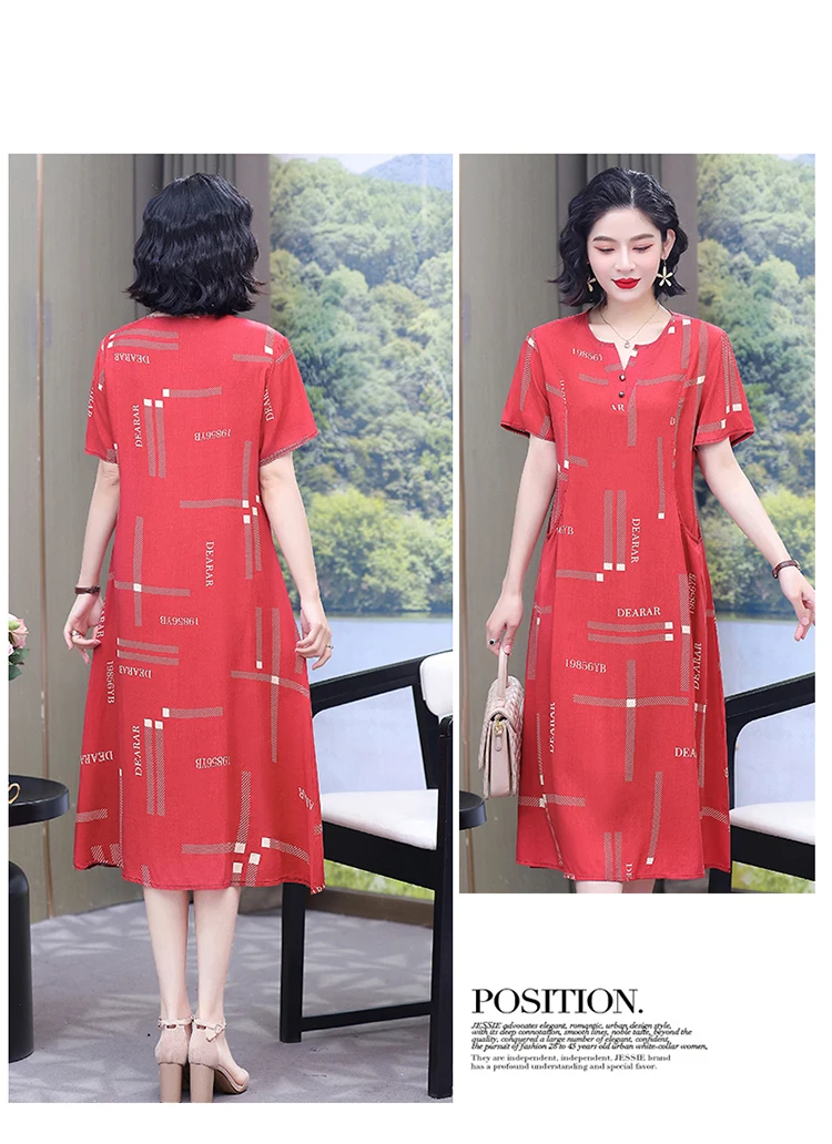 New Hot Fashion 2025 Casual Print Women Summer Dresses For Women Clothing Cotton Vintage Dress Plus Size