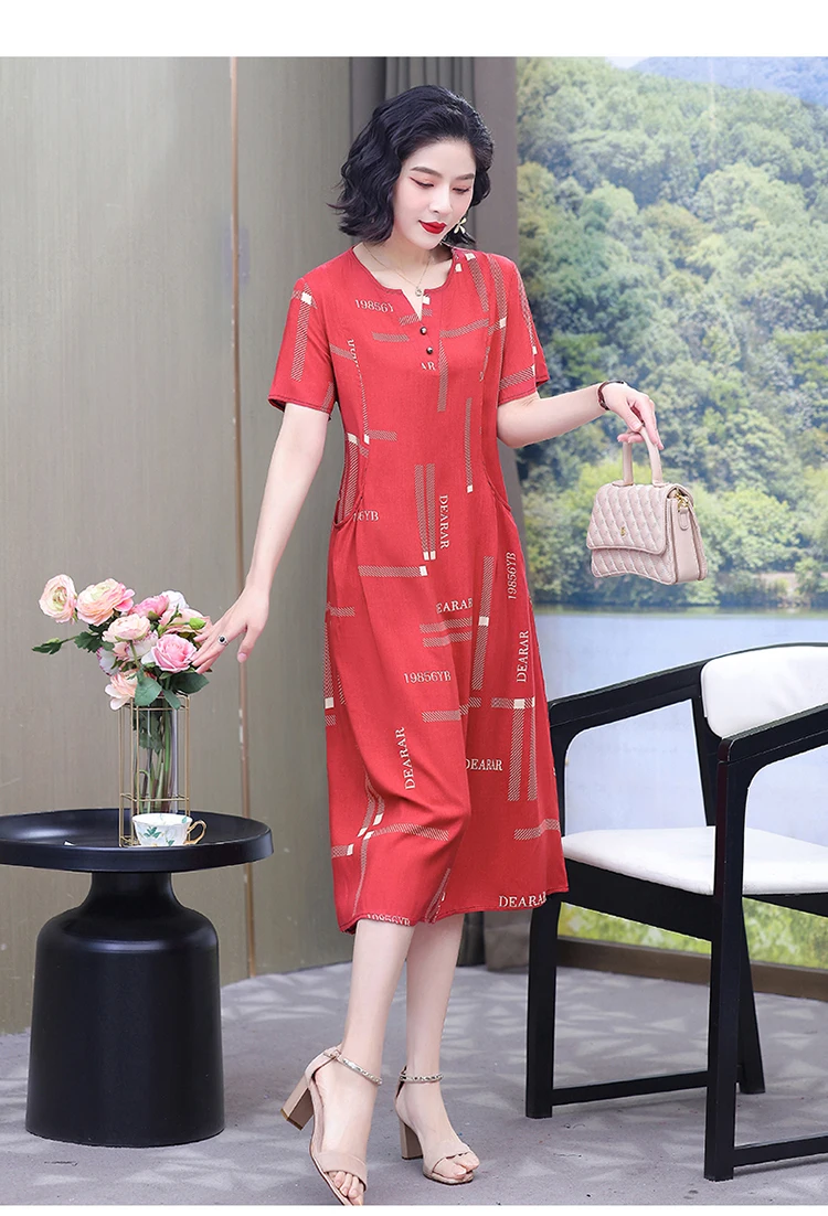 New Hot Fashion 2025 Casual Print Women Summer Dresses For Women Clothing Cotton Vintage Dress Plus Size