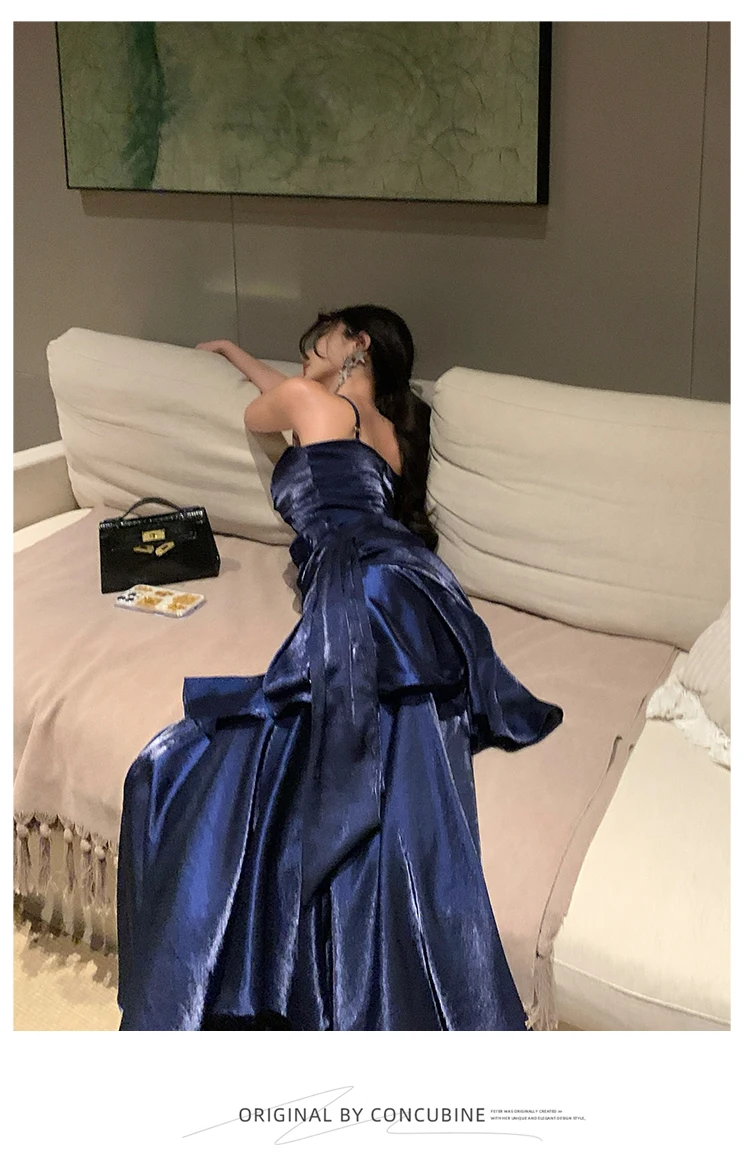 Elegant Sexy Club Evening Party Birthday Dresses for Women Summer Sleeveless Spaghetti Strap Backless Mermaid Ruffled Long Dress