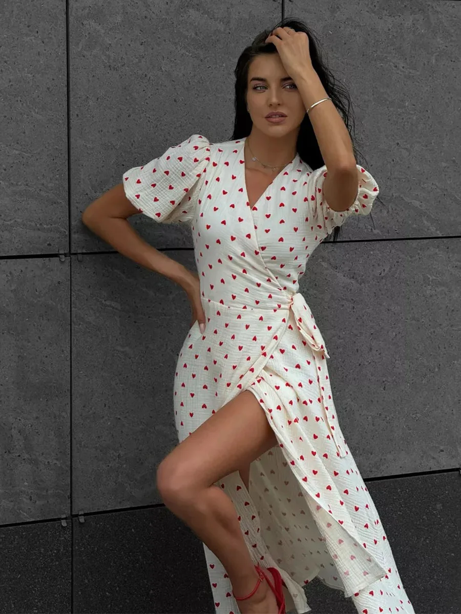 Bornladies Women's 100% Cotton A-Line Midi Dress Summer 2025 Floral Jacquard Elegant Beige Flowy Long Dress for Women