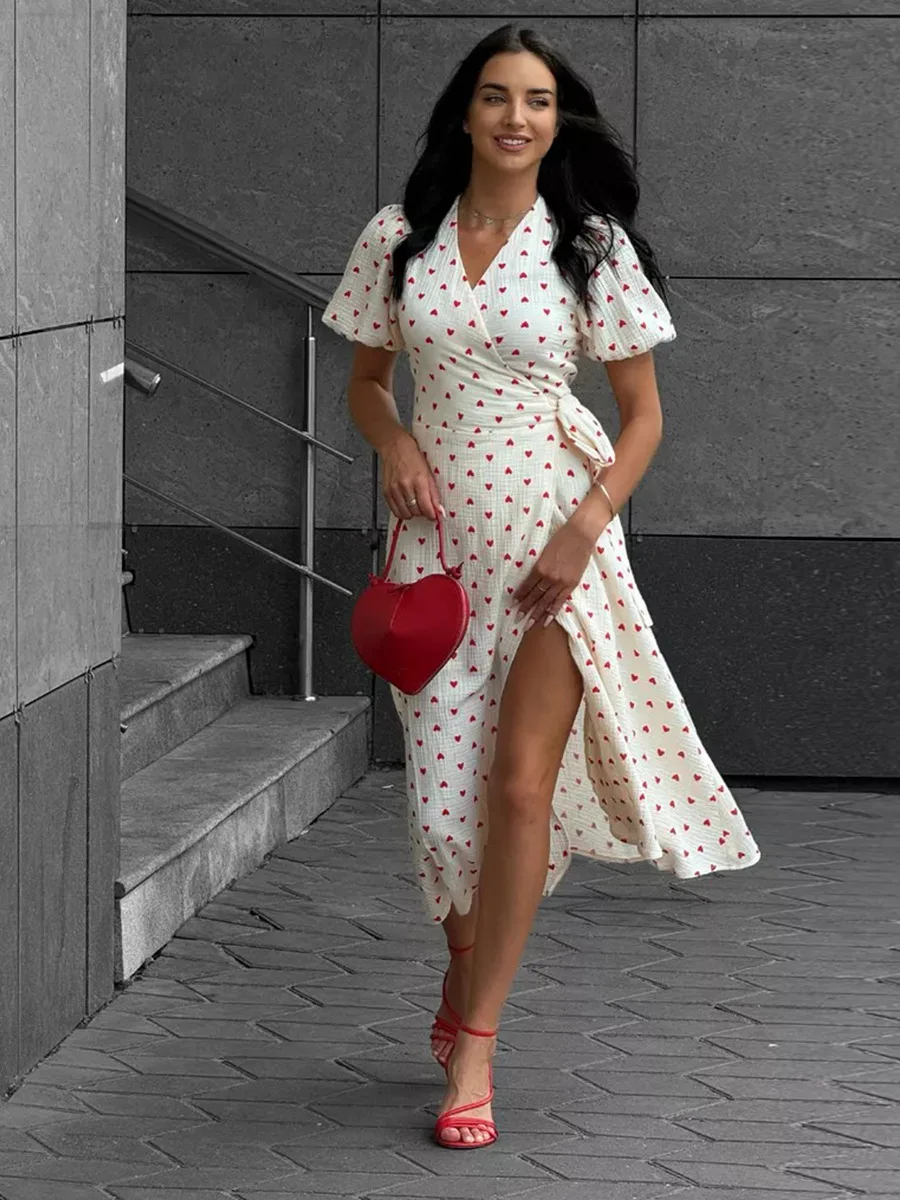 Bornladies Women's 100% Cotton A-Line Midi Dress Summer 2025 Floral Jacquard Elegant Beige Flowy Long Dress for Women