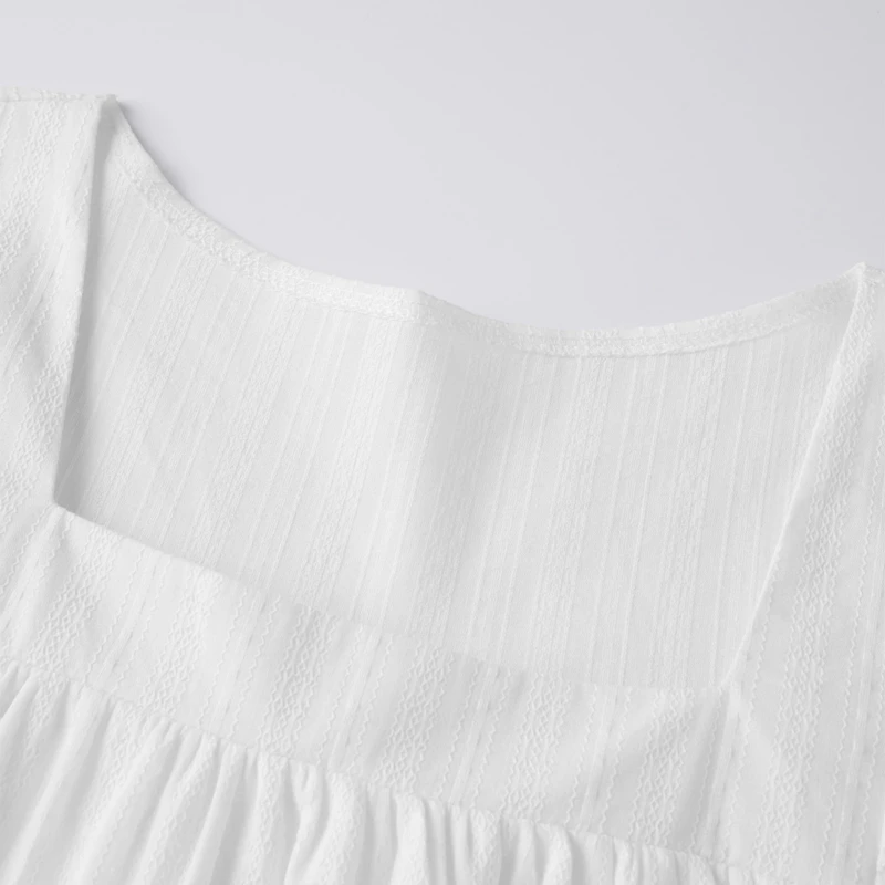 Bohemian Puff Sleeve Maternity Dress Women Square Neck A-line Mini Ruffled Dresses Fairy Vintage Loose Fit Flowy Short Dress