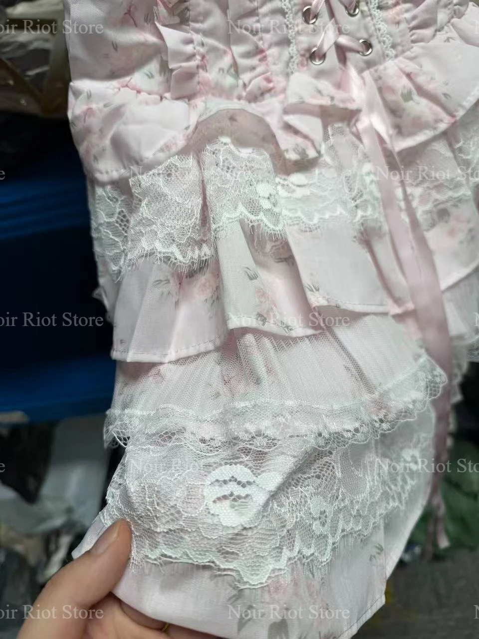 Jirai Kei Dark Sweet Lolita Mini Dress Women Bowknot Lace Puff Corset Heart Ruffle Cake Skirt Japanese Kawaii Harajuku Fashion