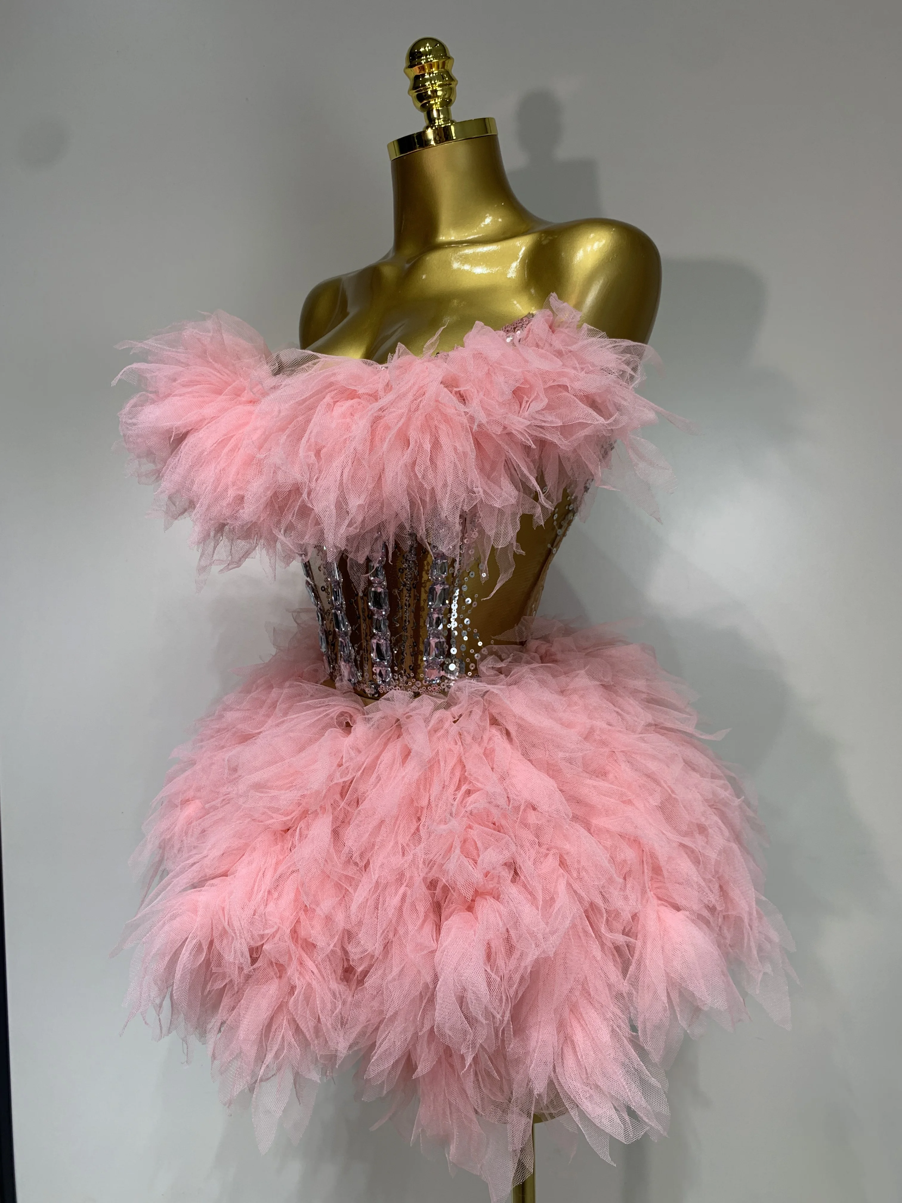 Women Sexy Strapless Mesh 2 Pieces Set Celebrity Nightlcub Party Birthday Photo Shoot Outfit 2025 Prom Gown Birthday Dress