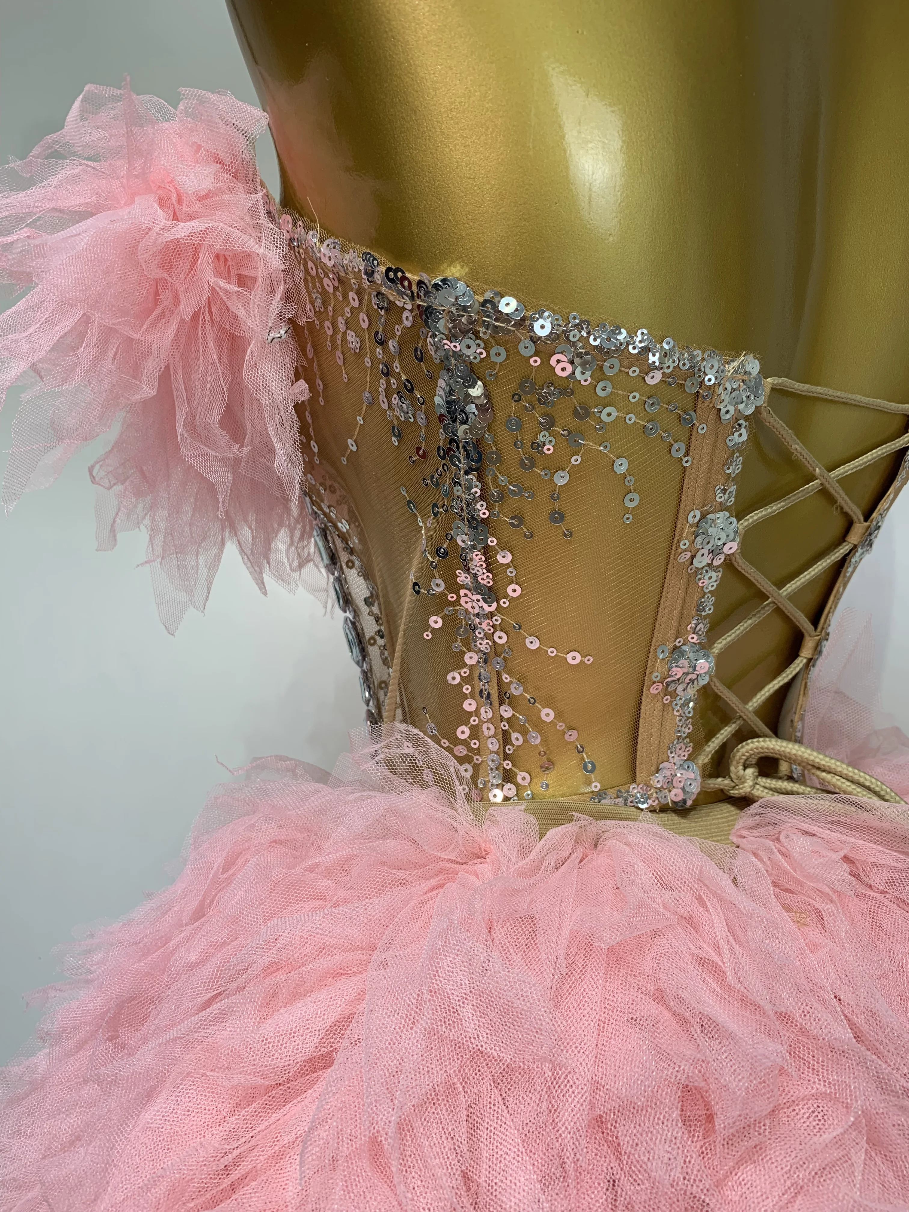 Women Sexy Strapless Mesh 2 Pieces Set Celebrity Nightlcub Party Birthday Photo Shoot Outfit 2025 Prom Gown Birthday Dress
