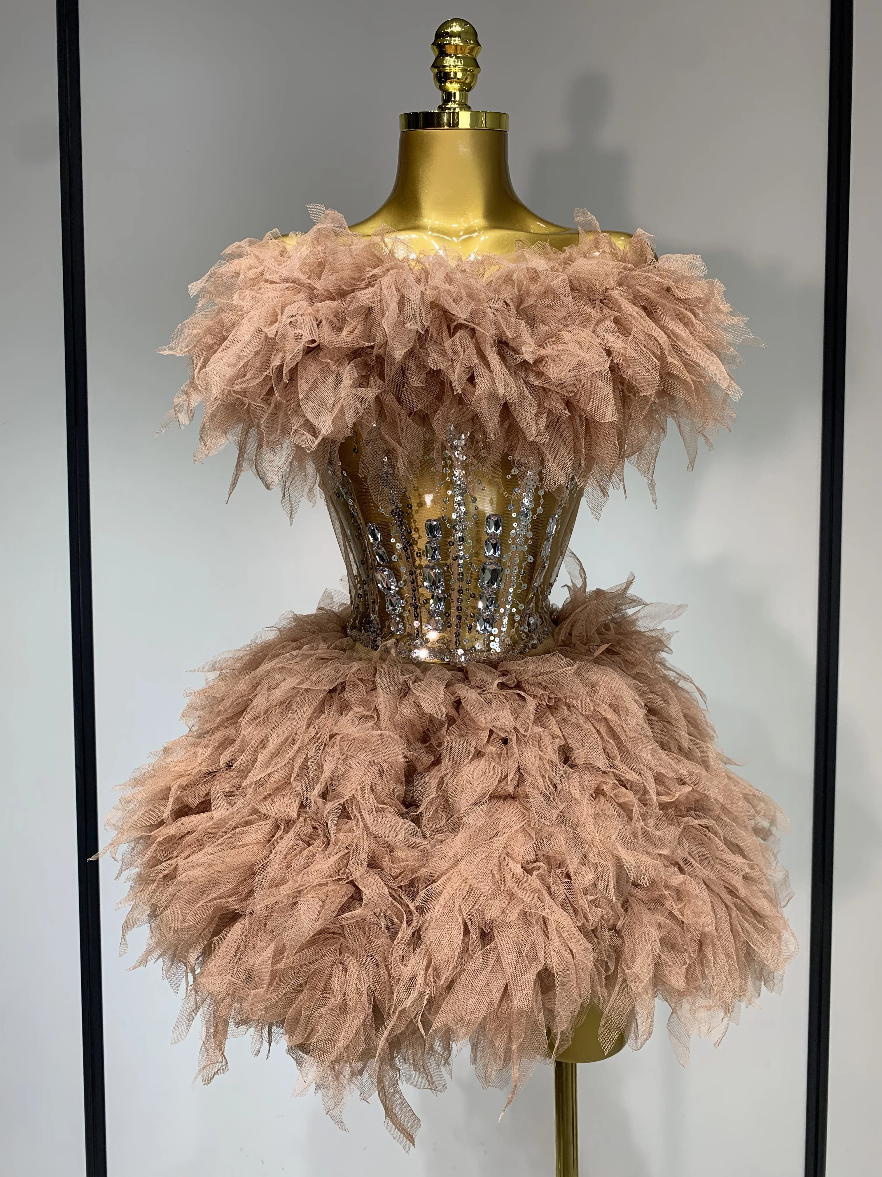 Women Sexy Strapless Mesh 2 Pieces Set Celebrity Nightlcub Party Birthday Photo Shoot Outfit 2025 Prom Gown Birthday Dress
