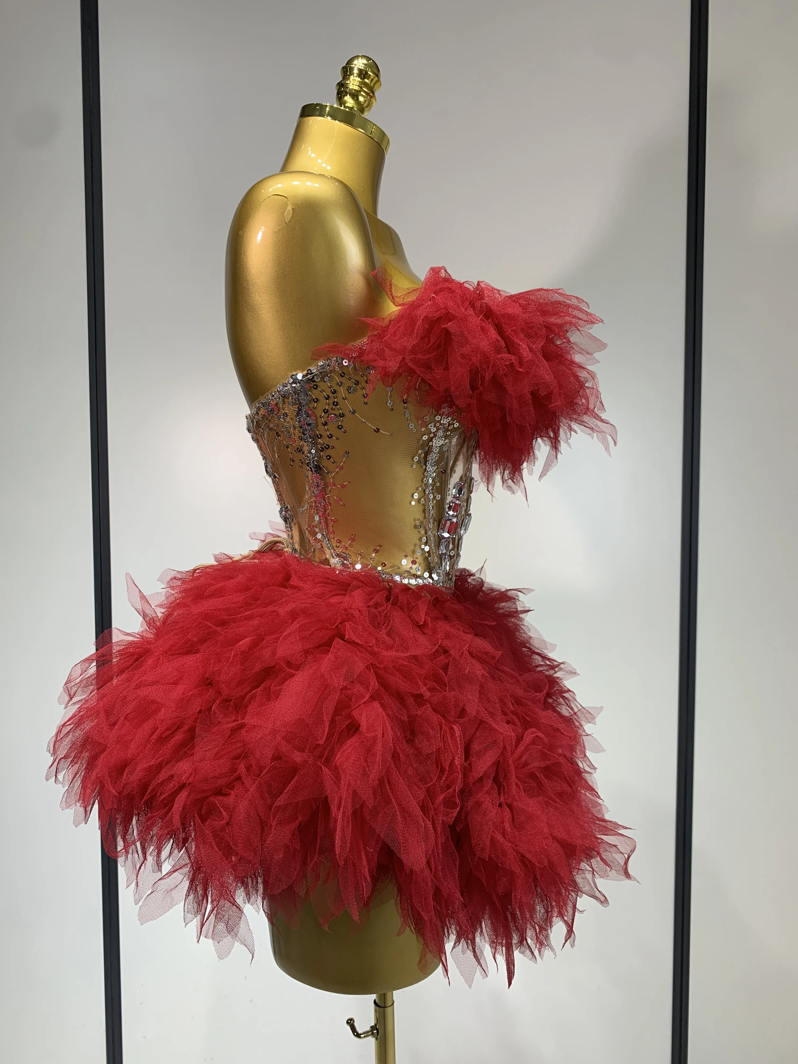 Women Sexy Strapless Mesh 2 Pieces Set Celebrity Nightlcub Party Birthday Photo Shoot Outfit 2025 Prom Gown Birthday Dress