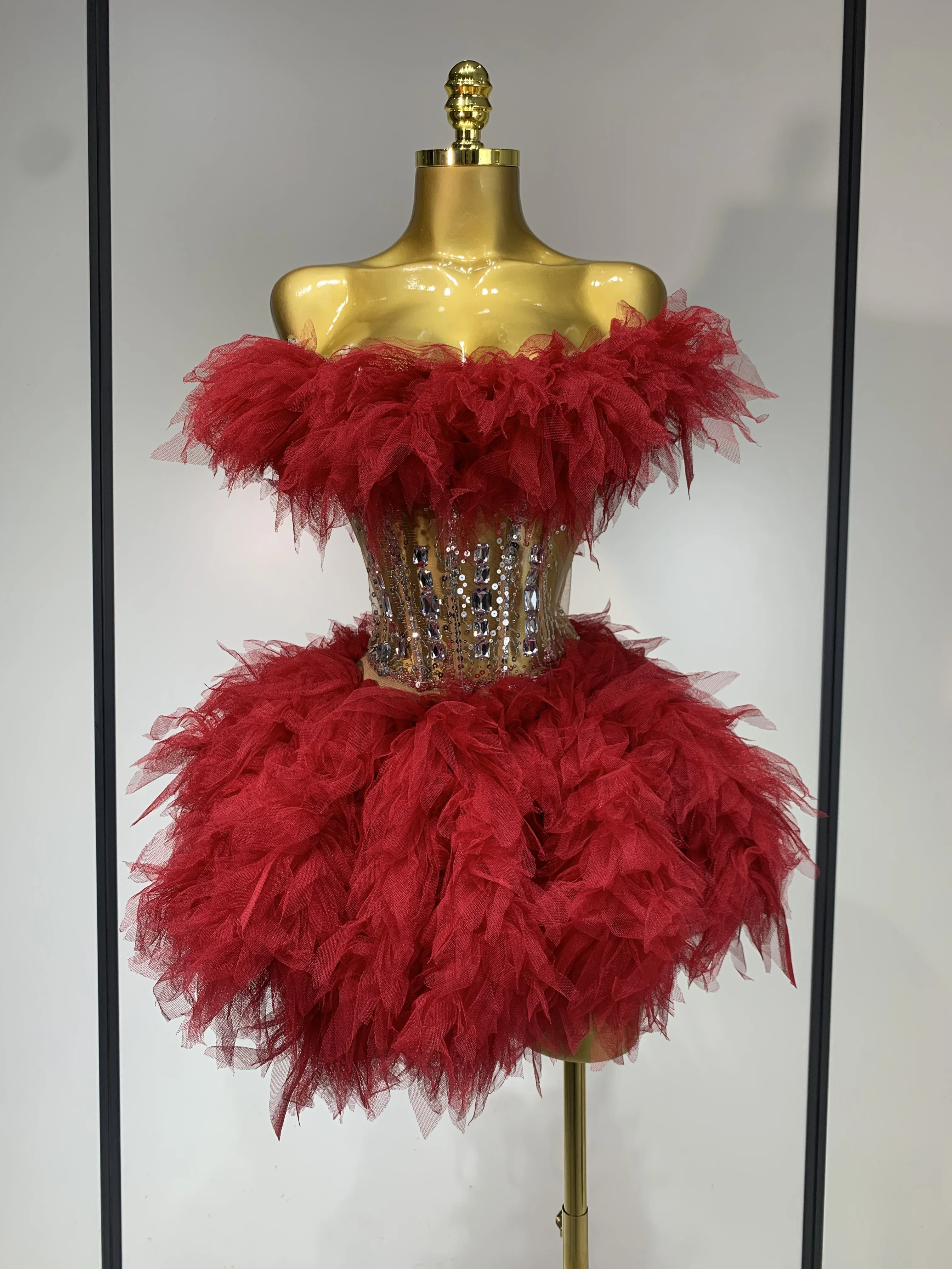 Women Sexy Strapless Mesh 2 Pieces Set Celebrity Nightlcub Party Birthday Photo Shoot Outfit 2025 Prom Gown Birthday Dress