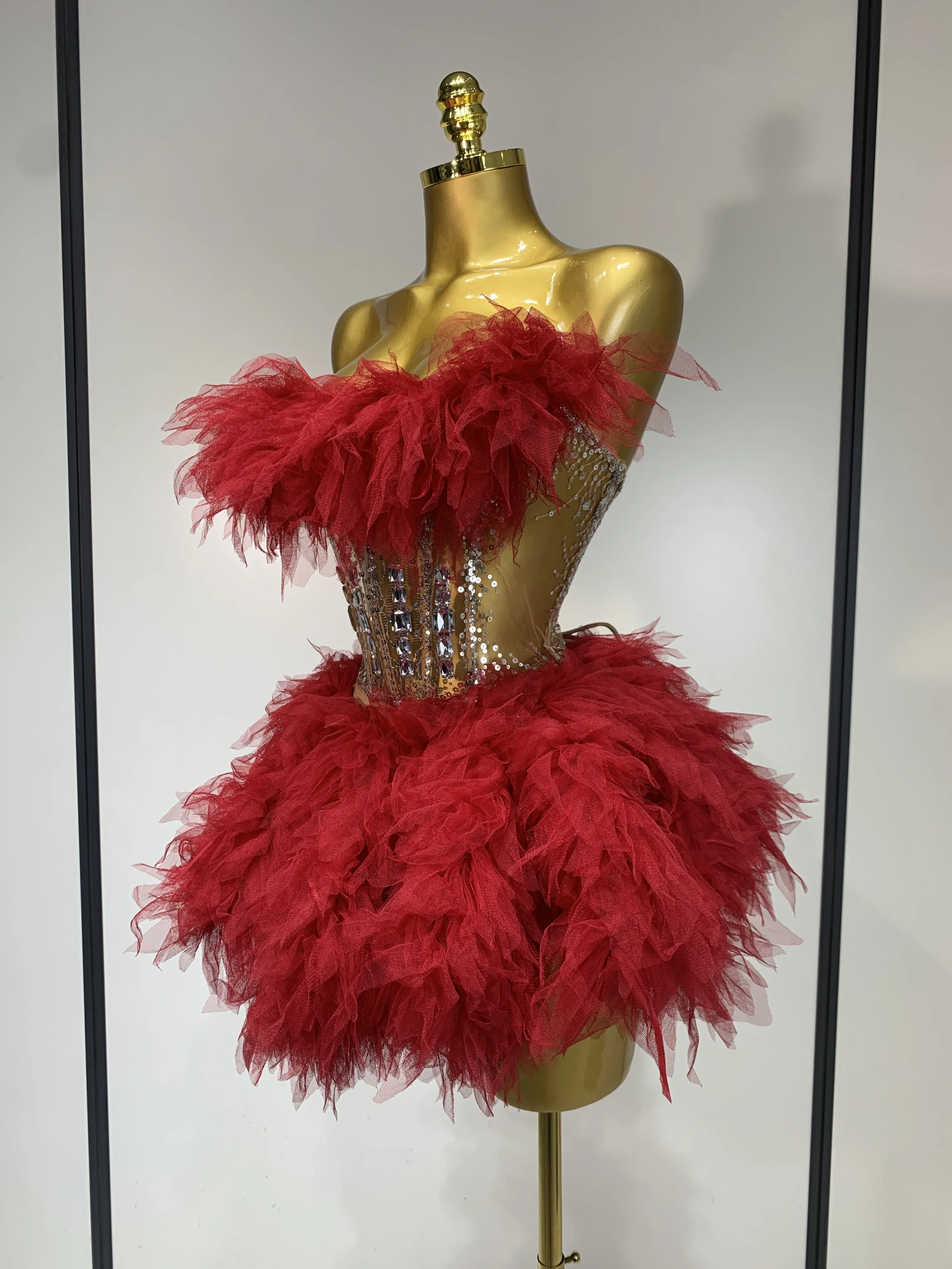 Women Sexy Strapless Mesh 2 Pieces Set Celebrity Nightlcub Party Birthday Photo Shoot Outfit 2025 Prom Gown Birthday Dress