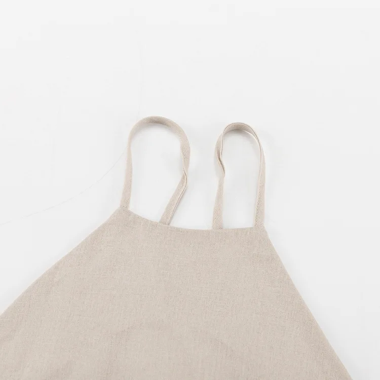 Women's Halter Backless Dress Summer Women's Cotton Linen Distress Personal Simple Sexy Sleeveless A-line Casual Beach Dress
