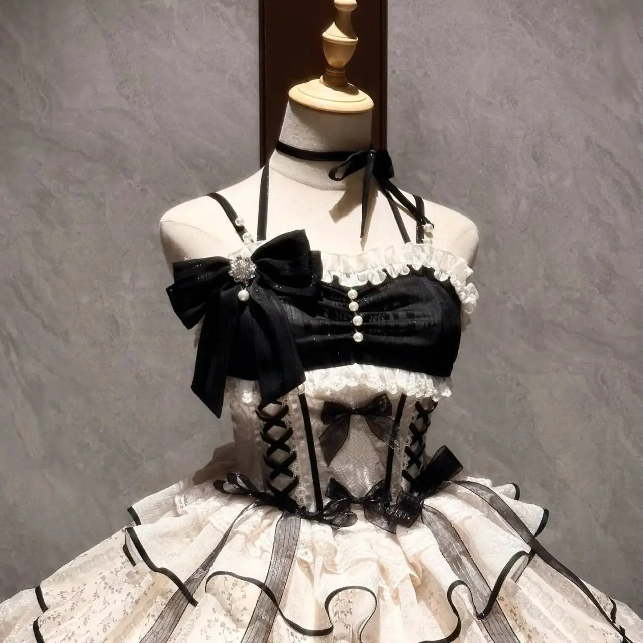 Sweet Lolita Black Dress Women Casual Y2k Clothing Japanese Kawaii Dress Evening Party Clothing Vintage Chic Outwear Summer Girl