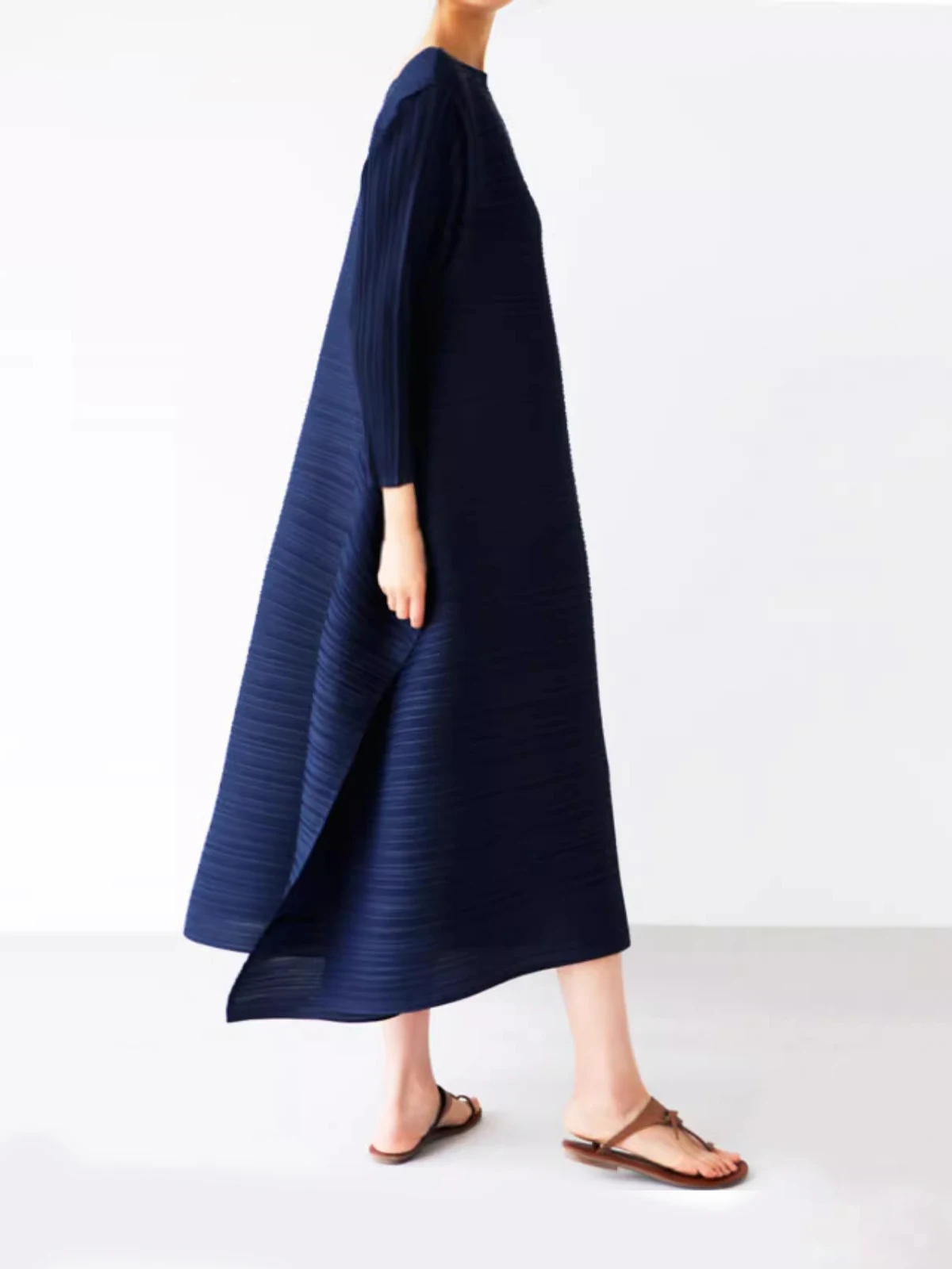 Miyake Pleated Original Design Large Size Dress Women's Spring Summer New Korean Style Causal Long Loose Clothes