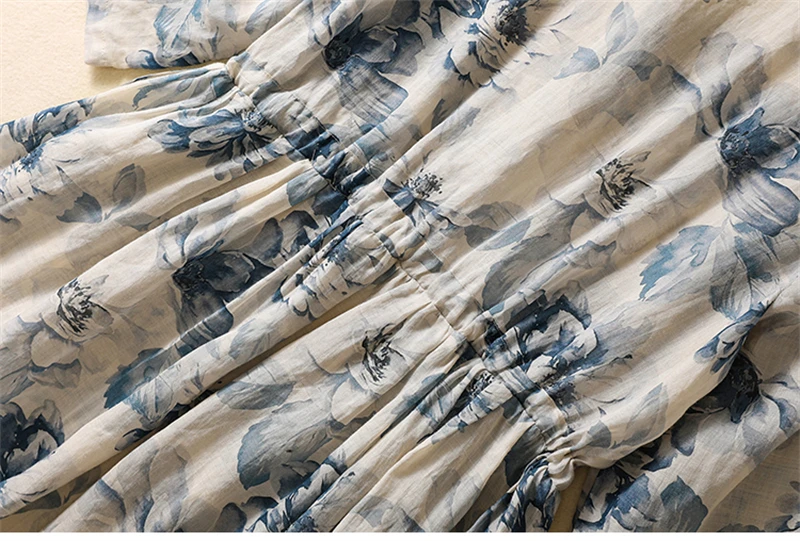 Short Sleeve Print Vintage Long Dresses For Women 2026 New Summer Fashion Casual Loose Dress Femme Robe Vestidos Elegant Clothes