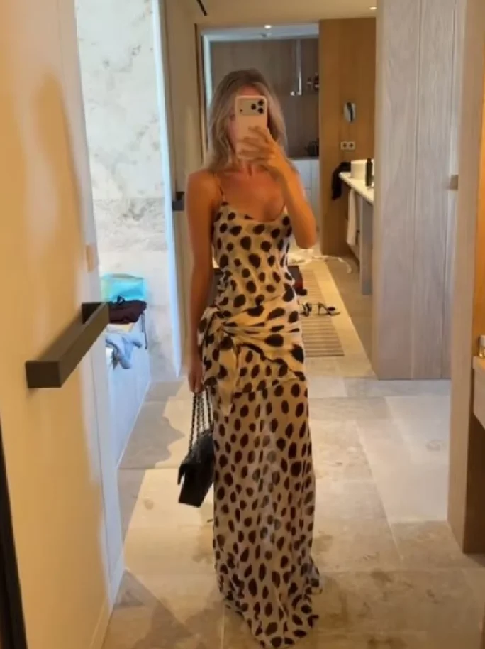Women Trendy Animal Print Slip Dress V-neck Ruched Drawstring Sexy Maxi Dresses Beach Stylish Retro Vacation Summer Party Outfit