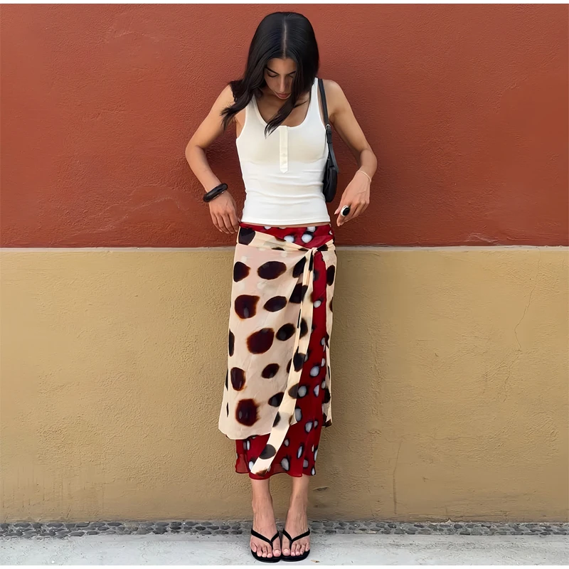 Women Trendy Animal Print Slip Dress V-neck Ruched Drawstring Sexy Maxi Dresses Beach Stylish Retro Vacation Summer Party Outfit