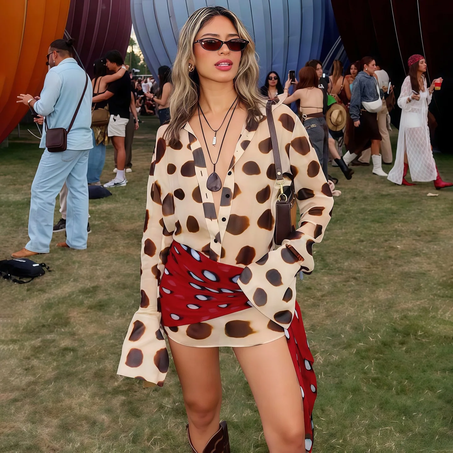Women Trendy Animal Print Slip Dress V-neck Ruched Drawstring Sexy Maxi Dresses Beach Stylish Retro Vacation Summer Party Outfit