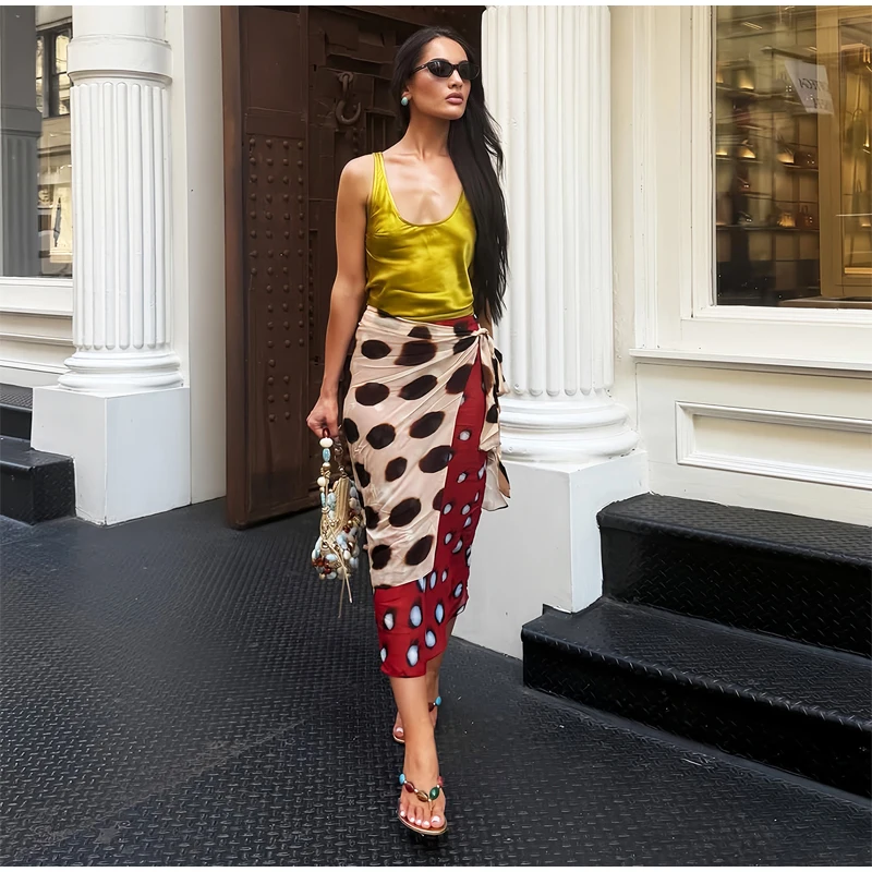 Women Trendy Animal Print Slip Dress V-neck Ruched Drawstring Sexy Maxi Dresses Beach Stylish Retro Vacation Summer Party Outfit