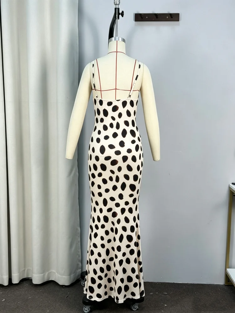 Women Trendy Animal Print Slip Dress V-neck Ruched Drawstring Sexy Maxi Dresses Beach Stylish Retro Vacation Summer Party Outfit