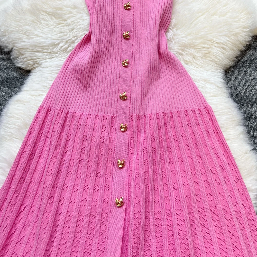 YuooMuoo Brand Fashion Elegant Patchwork Knitted Long Dress Spring Summer Women Luxury Shirt Sweater Dress Lady Party Vestido