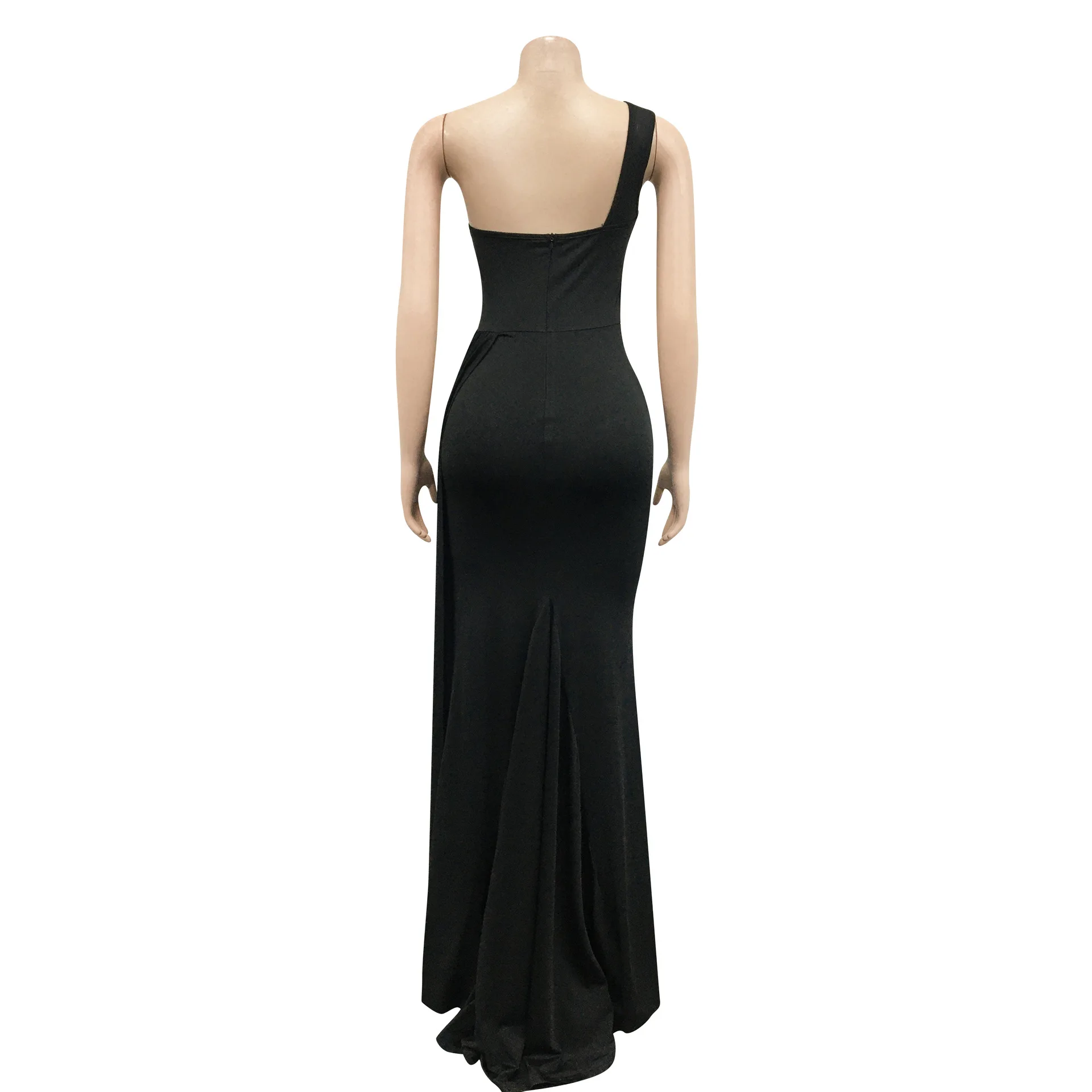 CM.YAYA One Shoulder Skew Neck Tassel Side Floor Length Mermaid Long Maxi Dress Women 2022 Sexy Party Club Even Prom Dresses