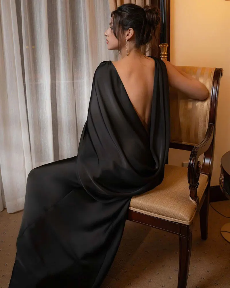 GACVGA Satin Elegant Maxi Evening Dress with Ribbons Women Sleeveless Straight Pleats Robe Gowns Club Sexy Bodycon Long Dresses