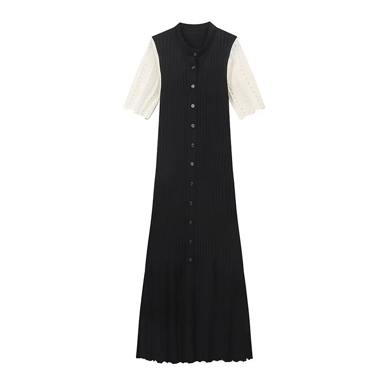 Fashion Patchwork Pleated Maxi Dress Women Elegant Ruffle Hem Knitted Long Dress Female 2025 New Summer Evening Party Vestidos