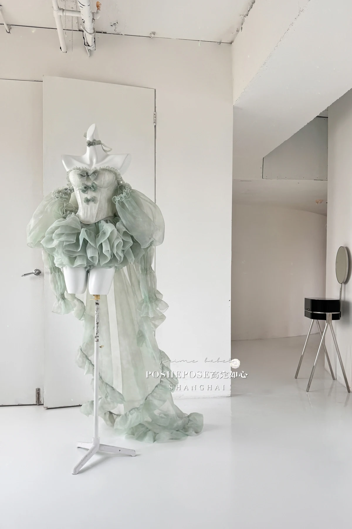 High Street Women's Mint Green Strapless Bowknot Sweet Fairy Organza Dress 2024 New Elegant Big Bow Trailing Party Wedding Dress