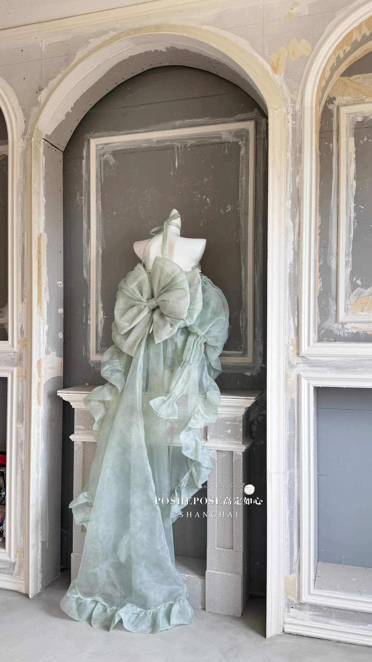 High Street Women's Mint Green Strapless Bowknot Sweet Fairy Organza Dress 2024 New Elegant Big Bow Trailing Party Wedding Dress
